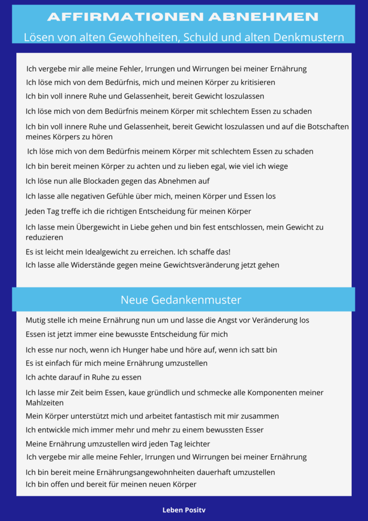 Affirmationssammlung Diät