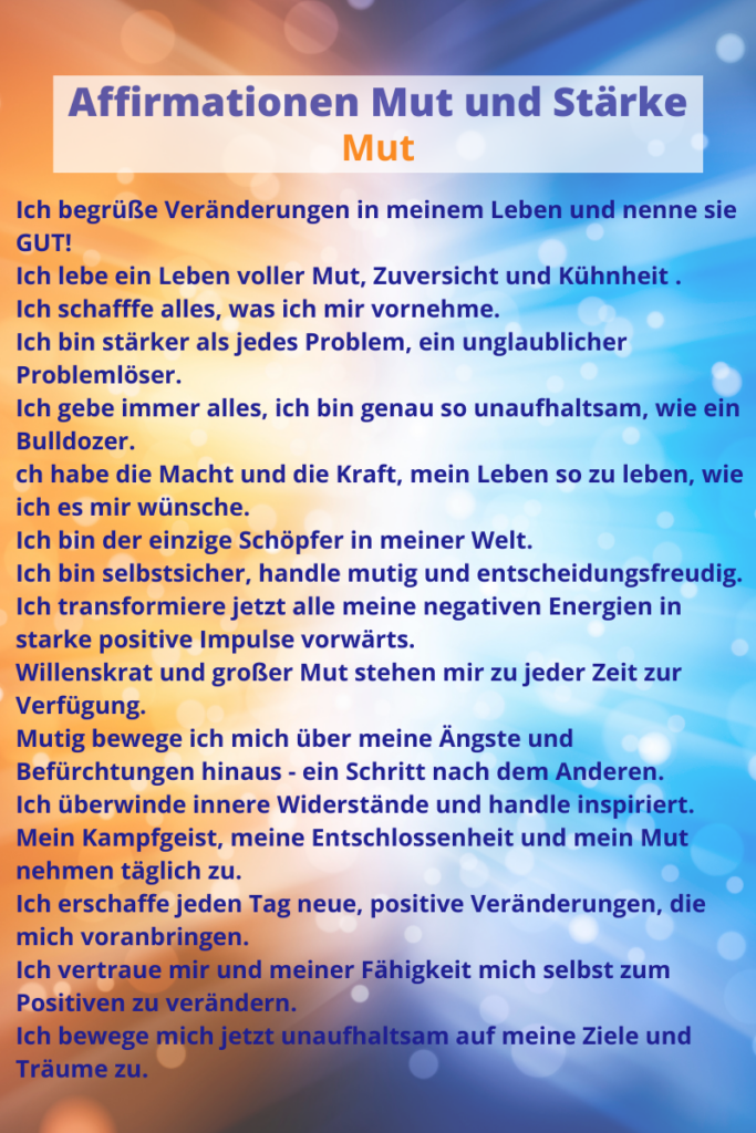 Mutmachende Affirmationen