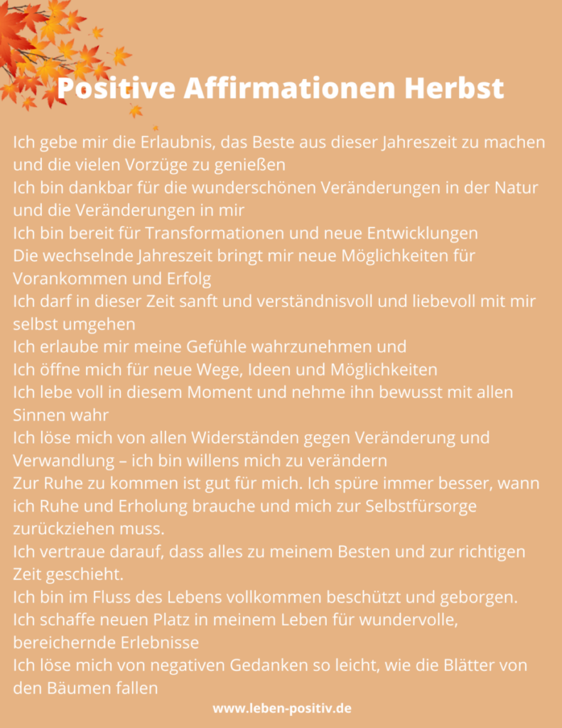 Affirmationen für den Herbst