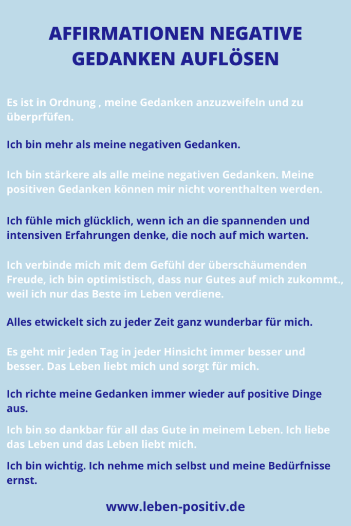Die negativen Gedanken auflösen