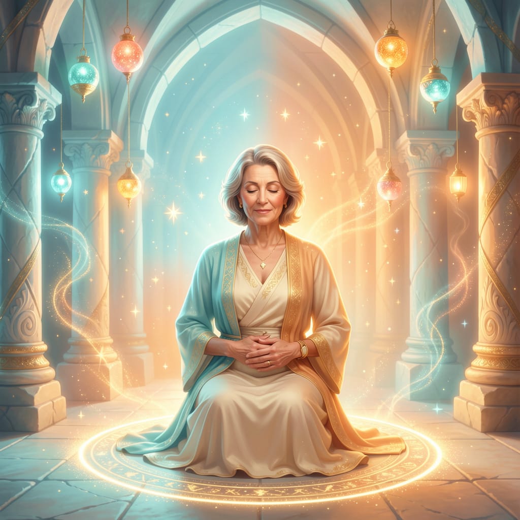 Mystischer innerer Heilraum als Symbol für Körperwahrnehmung, Seele und Frieden.